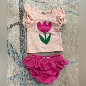 oh baby! Flower Slub Tee with Terry Tushie 0/3 months